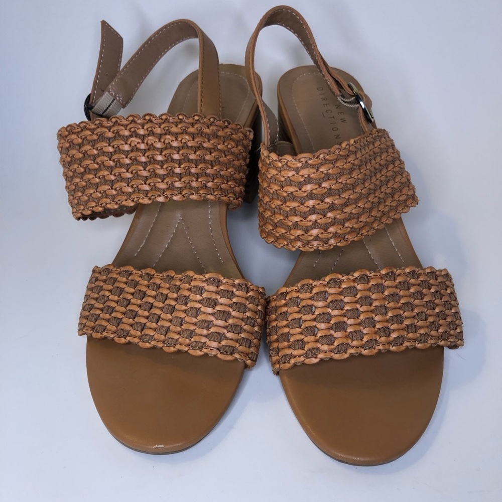A New Direction Open Toe Strappy Stacked Block Heel Sandal Size 7.5 - Picture 2 of 10